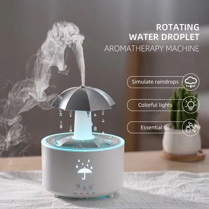 Creative Umbrella Water Drop Air Humidifier and Aroma Essential Oil Diffuser with Colorful Lighting