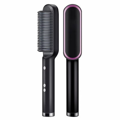 Hair Straightener Ceramic Hot Comb 2 in 1 Electric Straighten Hair Brush Negative Ion Fast Heating Styling Tool ﻿