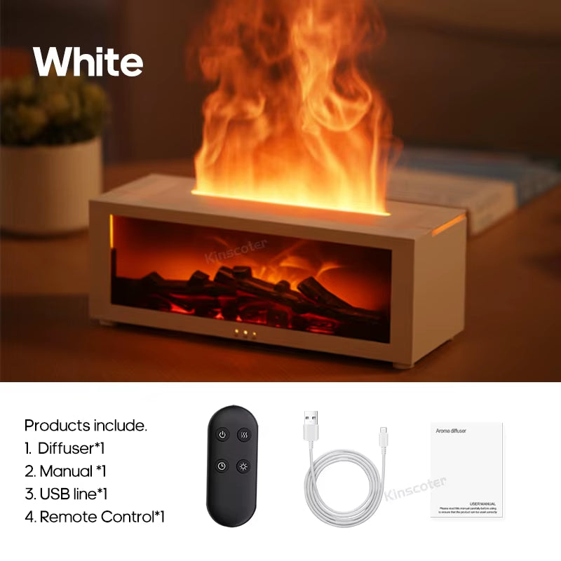 Creative Fireplace Aroma Diffuser Simulated Flame Humidifier Essential Oil Desktop Air Humidifier Mist Home Office Holiday Gift