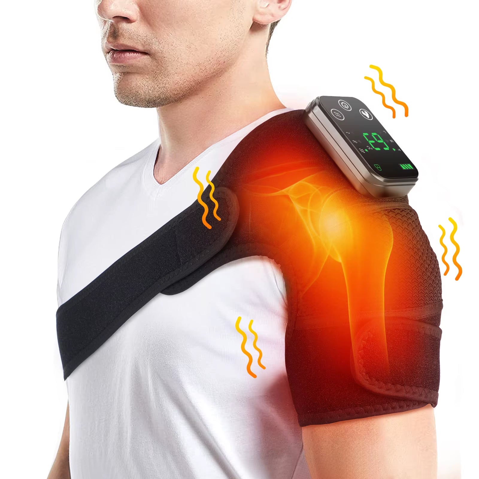 Heated Shoulder Massager with Electric Vibration and Heating Function for Arm and Hand Relaxation