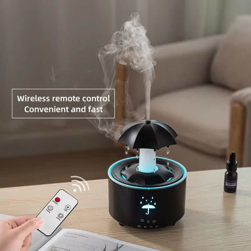 Creative Umbrella Water Drop Air Humidifier and Aroma Essential Oil Diffuser with Colorful Lighting