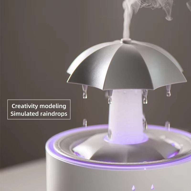 Creative Umbrella Water Drop Air Humidifier and Aroma Essential Oil Diffuser with Colorful Lighting