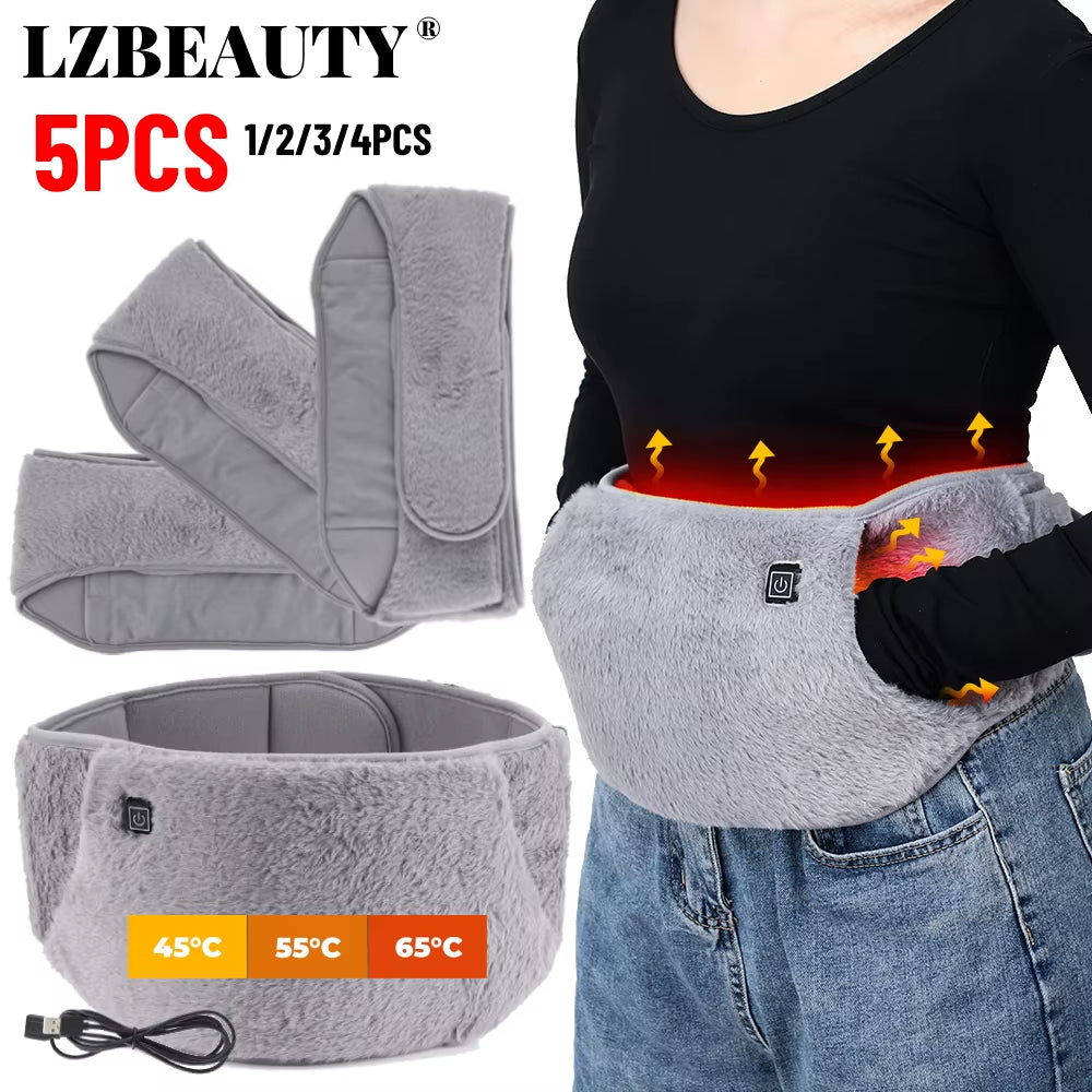 3-Levels Electric Heating Pad and Cold-Proof Uterine Belt with USB Rechargeable Abdominal Warmer (1-5 Pieces)