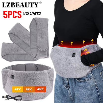 3-Levels Electric Heating Pad and Cold-Proof Uterine Belt with USB Rechargeable Abdominal Warmer (1-5 Pieces)