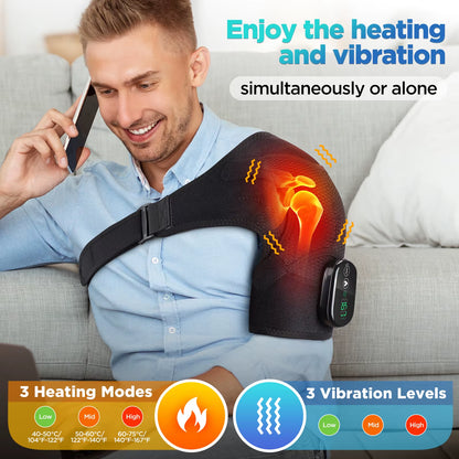 Heated Shoulder Massager with Electric Vibration and Heating Function for Arm and Hand Relaxation