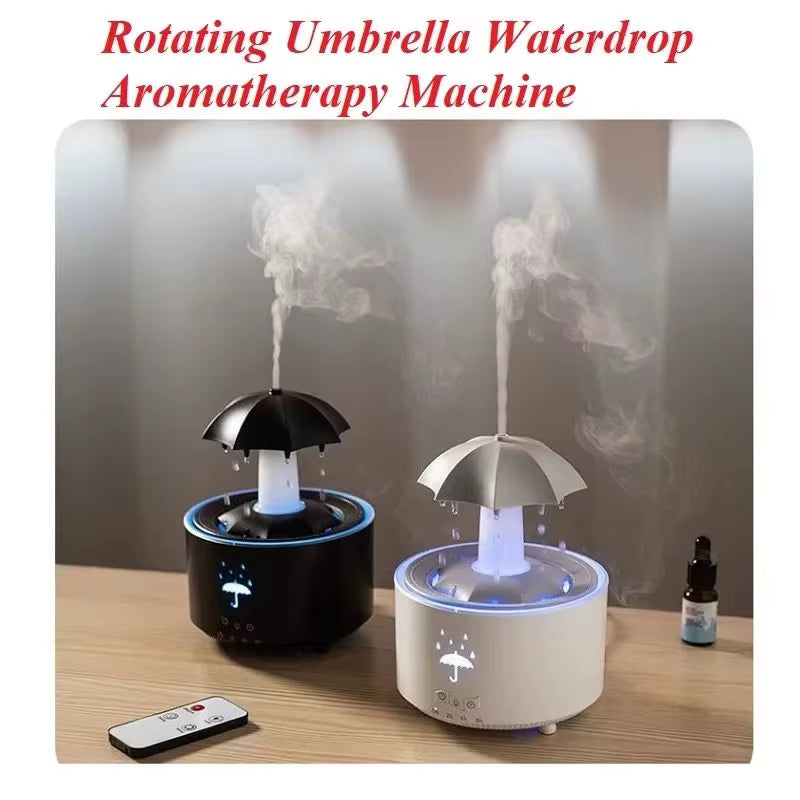 Creative Umbrella Water Drop Air Humidifier and Aroma Essential Oil Diffuser with Colorful Lighting